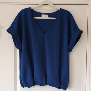 H&M Deep Blue V-Neck Blouse